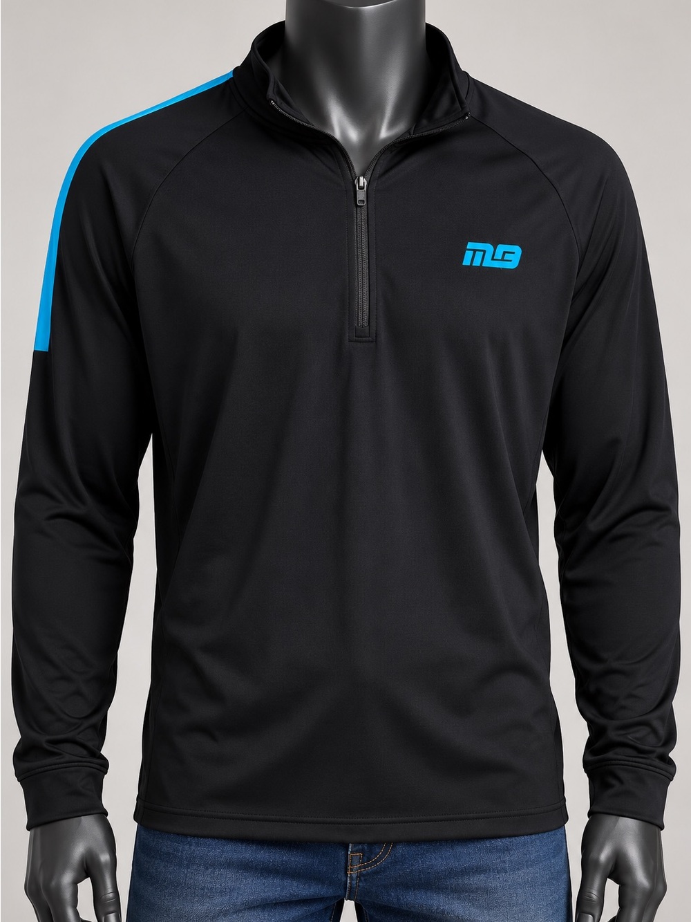 LG Black Performance Half-Zip Jacket with Blue Trim